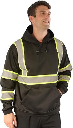 Miniatura 77 de sesafety Sudadera de seguridad de alta visibilidad para hombre, sudadera con capucha reflectante con cremallera clase 3, sudadera con capucha
