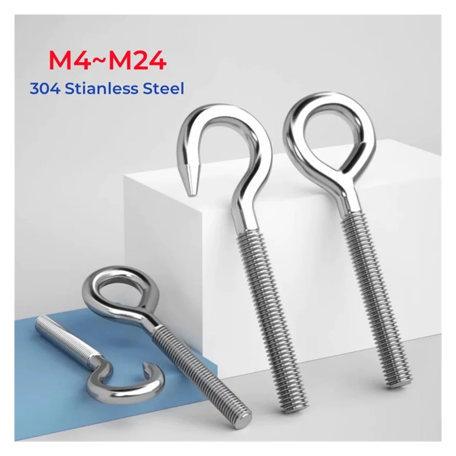 Pernos de Ojo de Acero CáNcamos Tornillo de ojo oveja acero inoxidable 304, perno M4, M5, M6, M8, M10, M12, M14, M16, M18, M20, M22, M24, herramienta suspensión con gancho for colgar anillos(M14-1pcs)