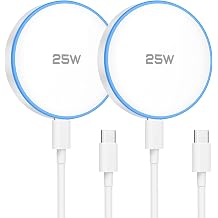 25W MagSafe Charger 2 Pack Magnetic Wireless Charging Pads with 6FT Cables | 25W magnetic charging with two 6FT USB C cables, compatible with iPhone 17/16/15/14/13/12 Series and AirPods 4/3/2/Pro