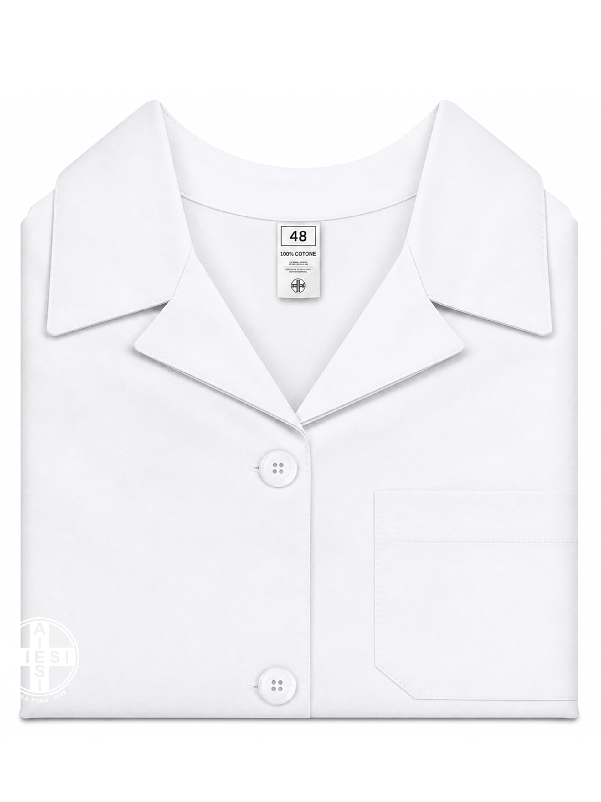 AIESI® Camice medico e da laboratorio per donna bianco in cotone 100% sanforizzato