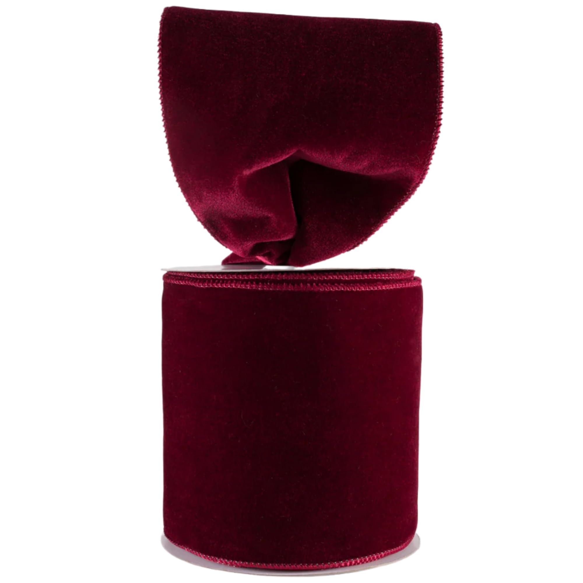 Meseey Velvet Wired Edge Ribbon, 4 Inch Width, Christmas Gift Wrapping Ribbon, Waterproof for Wreath DIY Crafts (Burgundy, 10 Yards)