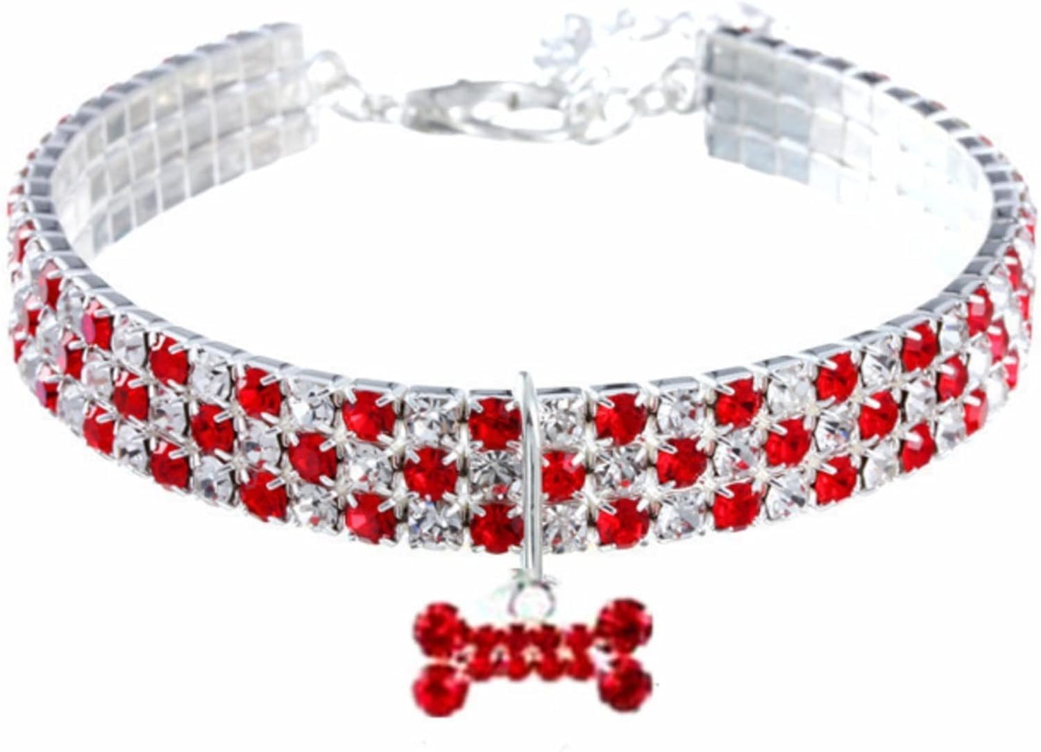 Collar de perro con diamantes de imitación, collar ajustable para gato con colgante de purpurina de diamante (negro, grande)