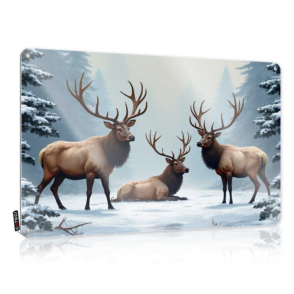 Fzfn Colour Three Majestic Elk In Winter Forest Nice Farmhouse - Indie Retro Wall Art Wall Art Decoration(30X40cm)