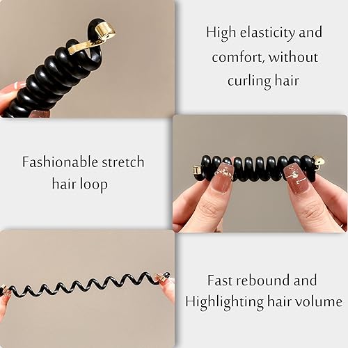 Miniatura 3 de 2 ligas para el cabello en espiral, alta elasticidad y sin arrugas, para mujer, impermeable, a la moda, accesorios de bobina, no dañan el cabello