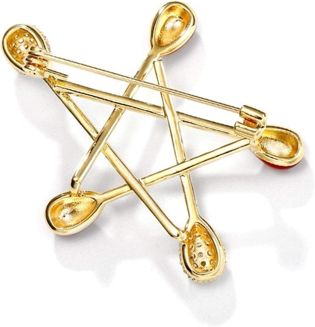 Cute Five-Pointed Star Brooch for Girls | Alloy & Synthetic Zircon Lapel Pin | for Sweaters & Coats