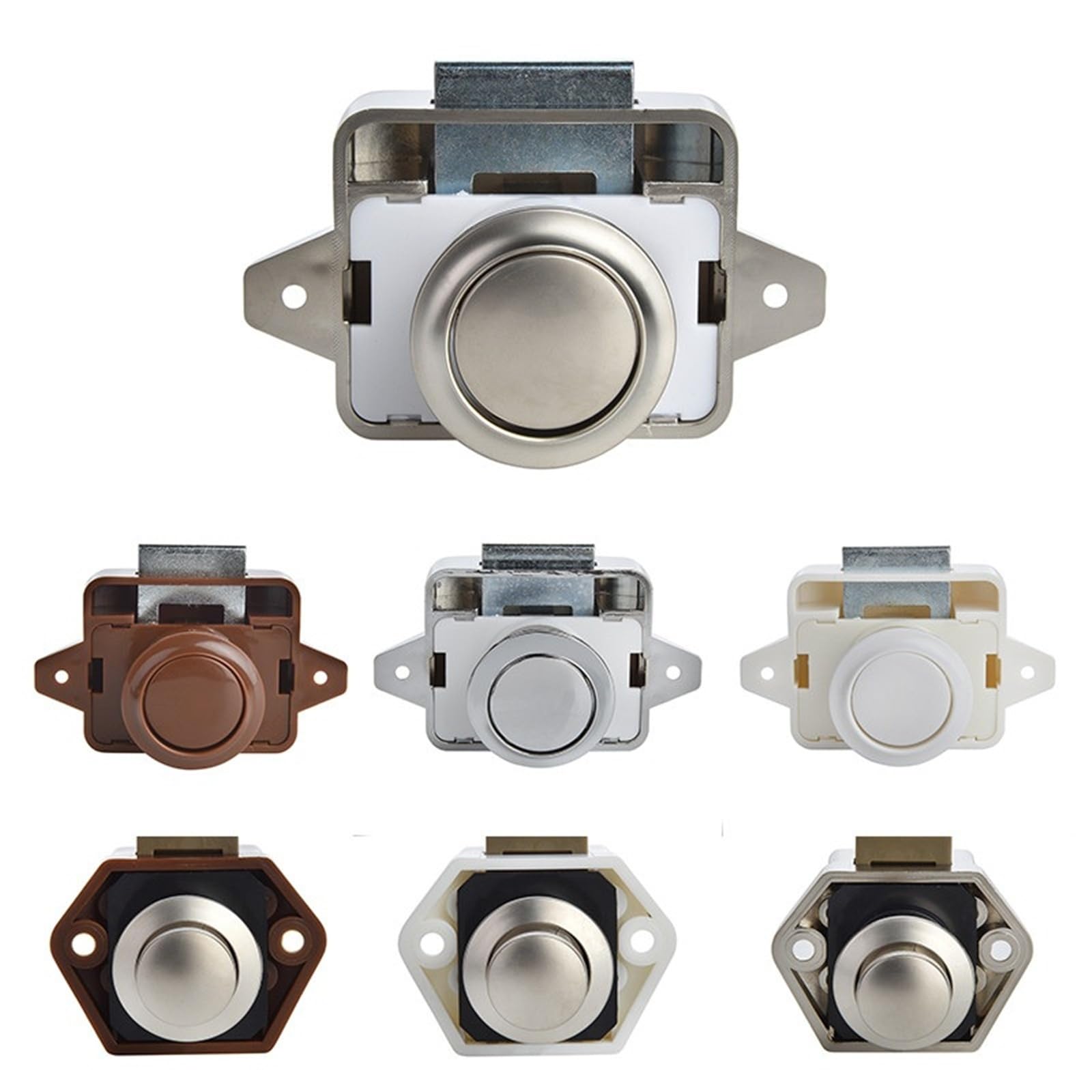 Fermeture push lock tiroir nikel perlé anti-ouverture lot de 10 boutons à pression
