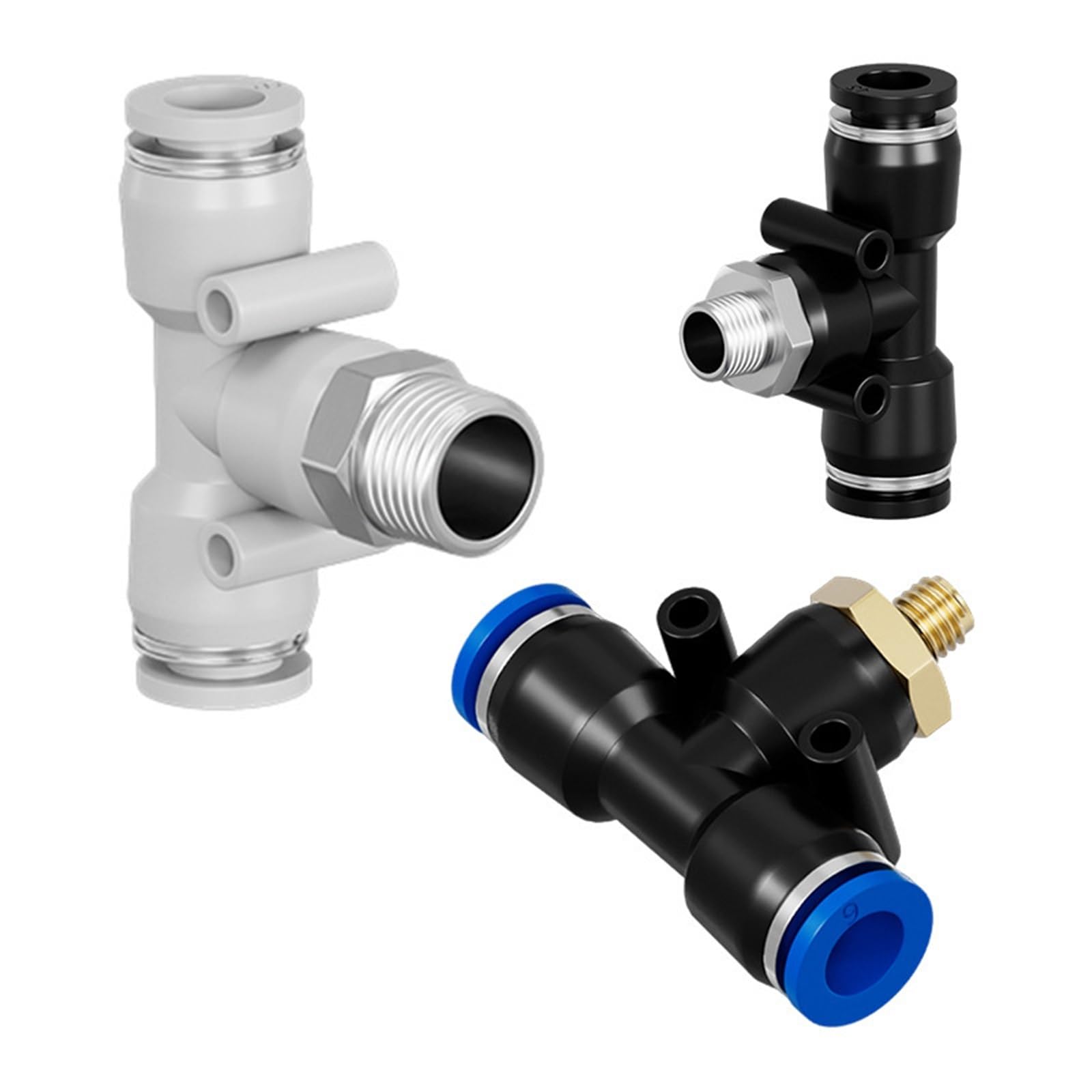 Connecteur PB rapide, tuyau d'air pneumatique de type T, filetage externe 4-01/6-02/8/10mm, 2 pièces(Pb4-01(black))