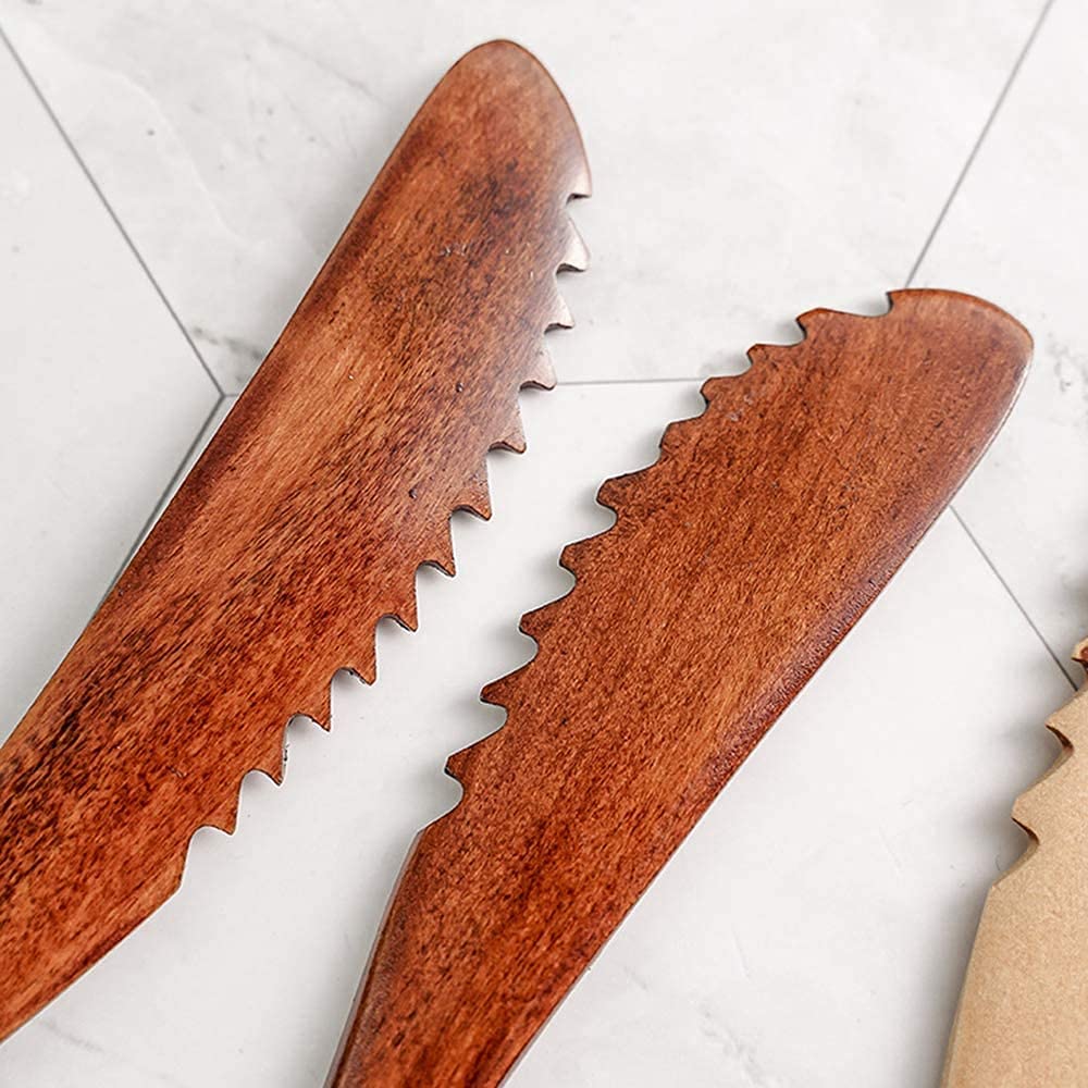 Juego de Cubiertos de Cuchillo de Tenedor de Cuchara de Madera de 15 Piezas, Juego de Utensilios de Cena de Madera, Juego de Cubiertos de Vajilla de Cocina de Madera
