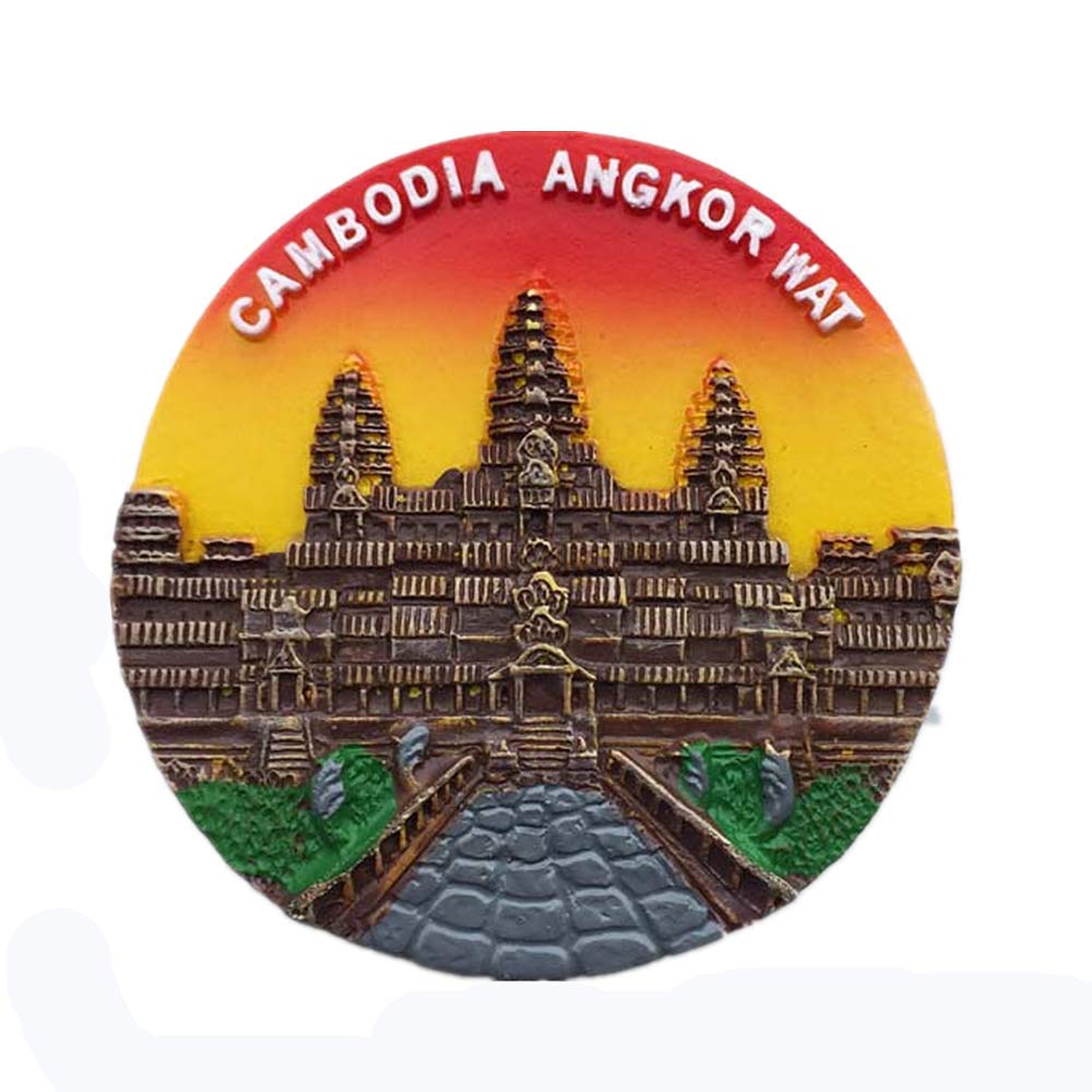 Angkor Wat Cambodia 3D Fridge Magnet Tourist Souvenir Gift Collection Home & kitchen Decoration Magnetic Sticker Refrigerator Magnet(round)