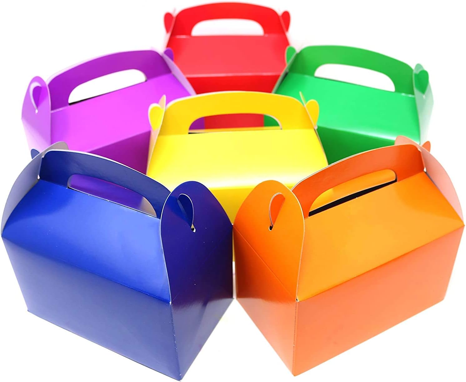 Adorox (6 x 3.5 x 3.25, Assorted 24Pk) Large Lightweight Assorted Bright Rainbow Colors Cardboard Favor Boxes Treat Goody Bags Birthday Party Event Gift