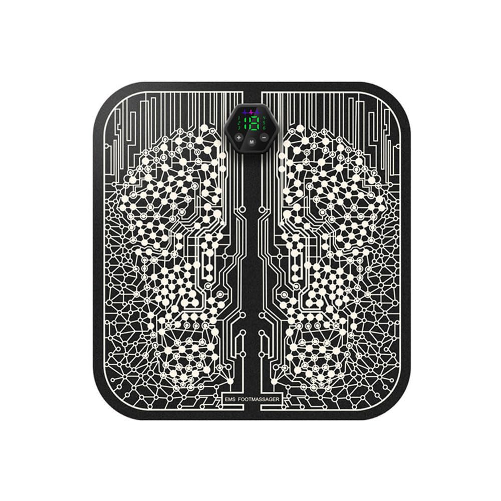 COOLBABY EMS Leg Reshaping Foot Massager Electric Full Automatic Massage Foot Circulation 6 modes 19 Intensity Levels Portable Muscle Stimulator Mat Relieve Pain Pain,Black