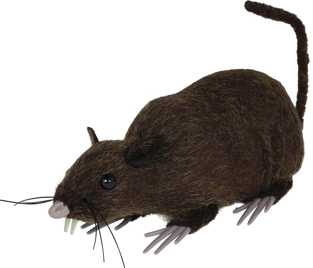 FIESTAS GUIRCA | Brown Rat Decoration (5.9 in) - Realistic Accessory for Halloween Parties and Animal and Insect Celebrations - Ideal for Spooky Environments and Terrifying Scenes - Brown