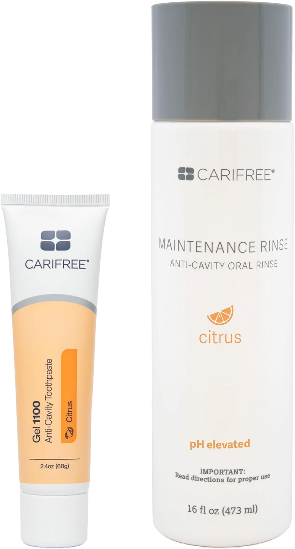 CariFree Maintenance & Prevention Kit, Citrus Flavored | Anti-Cavity Fluoride Toothpaste & Mouthwash Freshens Breath and Moistens Mouth | Dentist Recommended for Oral Care (2 Piece Set)