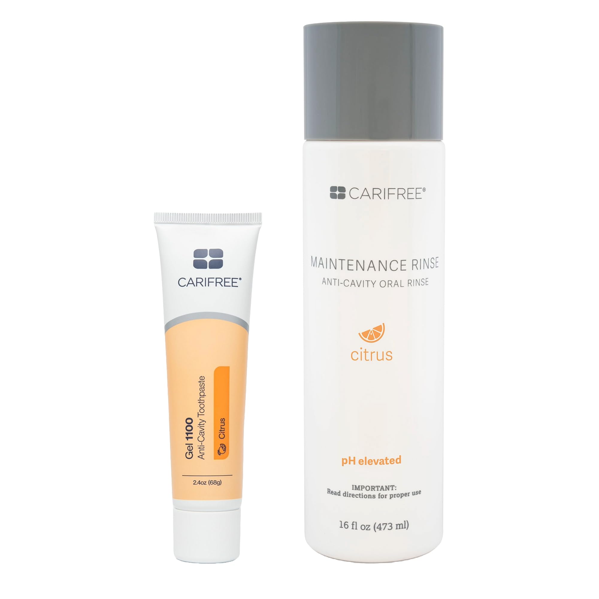 CariFree Maintenance & Prevention Kit, Citrus Flavored | Anti-Cavity Fluoride Toothpaste & Mouthwash Freshens Breath and Moistens Mouth | Dentist Recommended for Oral Care (2 Piece Set)