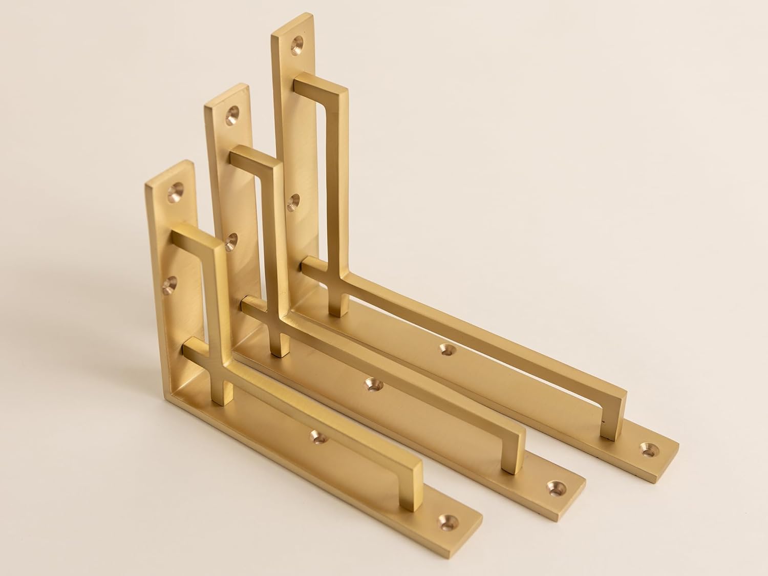 Satin Brass Art Deco Solid Brass Brackets | Brass Shelving Heavy Solid Cast Brass | Sold Individually