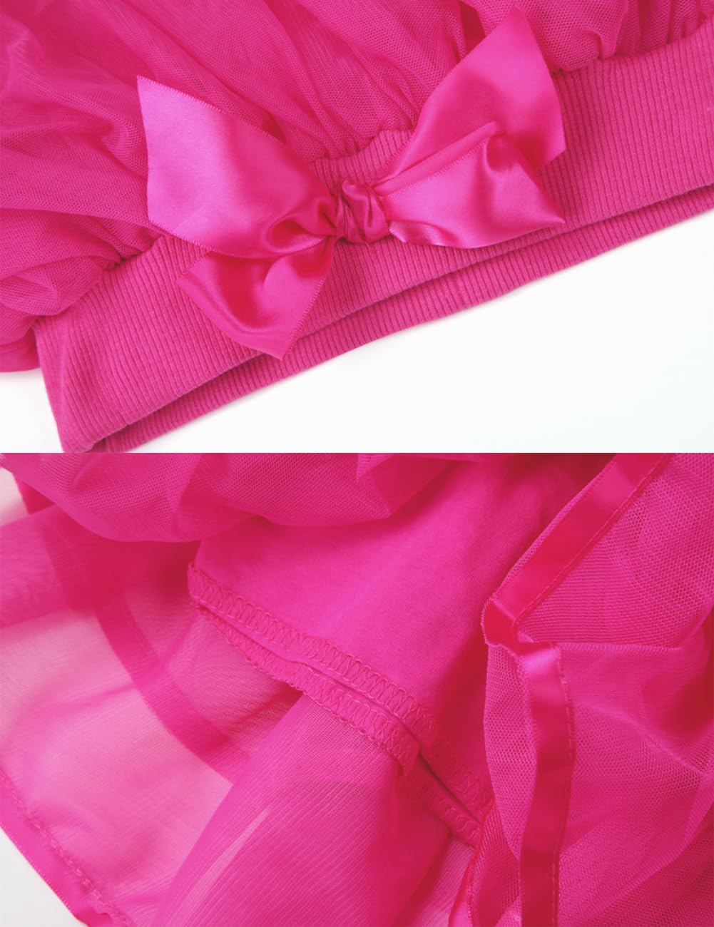 BGFKS falda tutú de tul de 4 capas para niñas con lazo para el pelo o faja de cumpleaños, falda tutú para niña - Rosa - 4-5 años