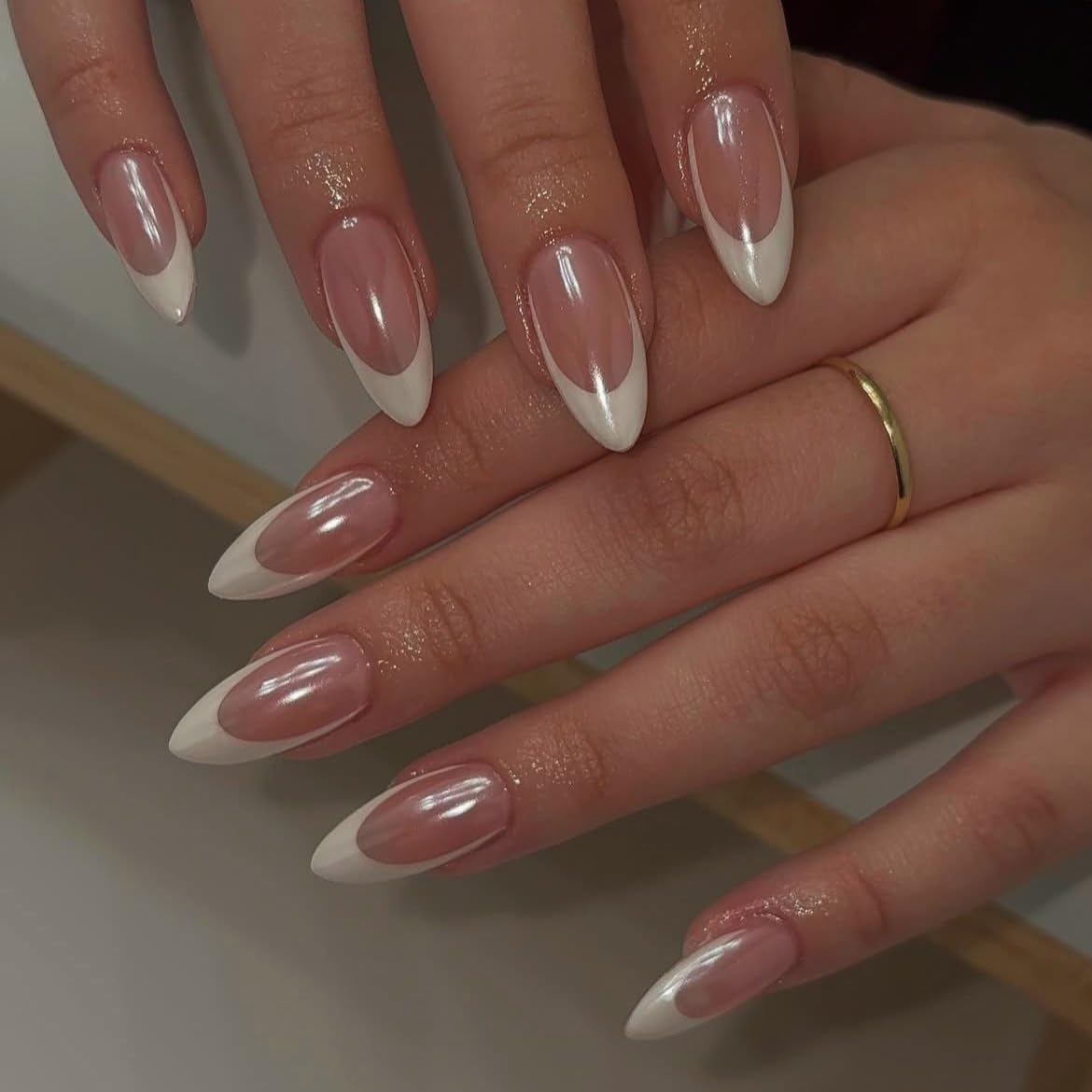 Amazon.com: Glazed Donut White French Tip Press on Nails Almond
