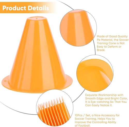 Miniatura 2 de Cocoarm Paquete de 10 conos marcadores, conos de marcador de fútbol, conos de tráfico, conos marcadores, ayudas de entrenamiento, conos