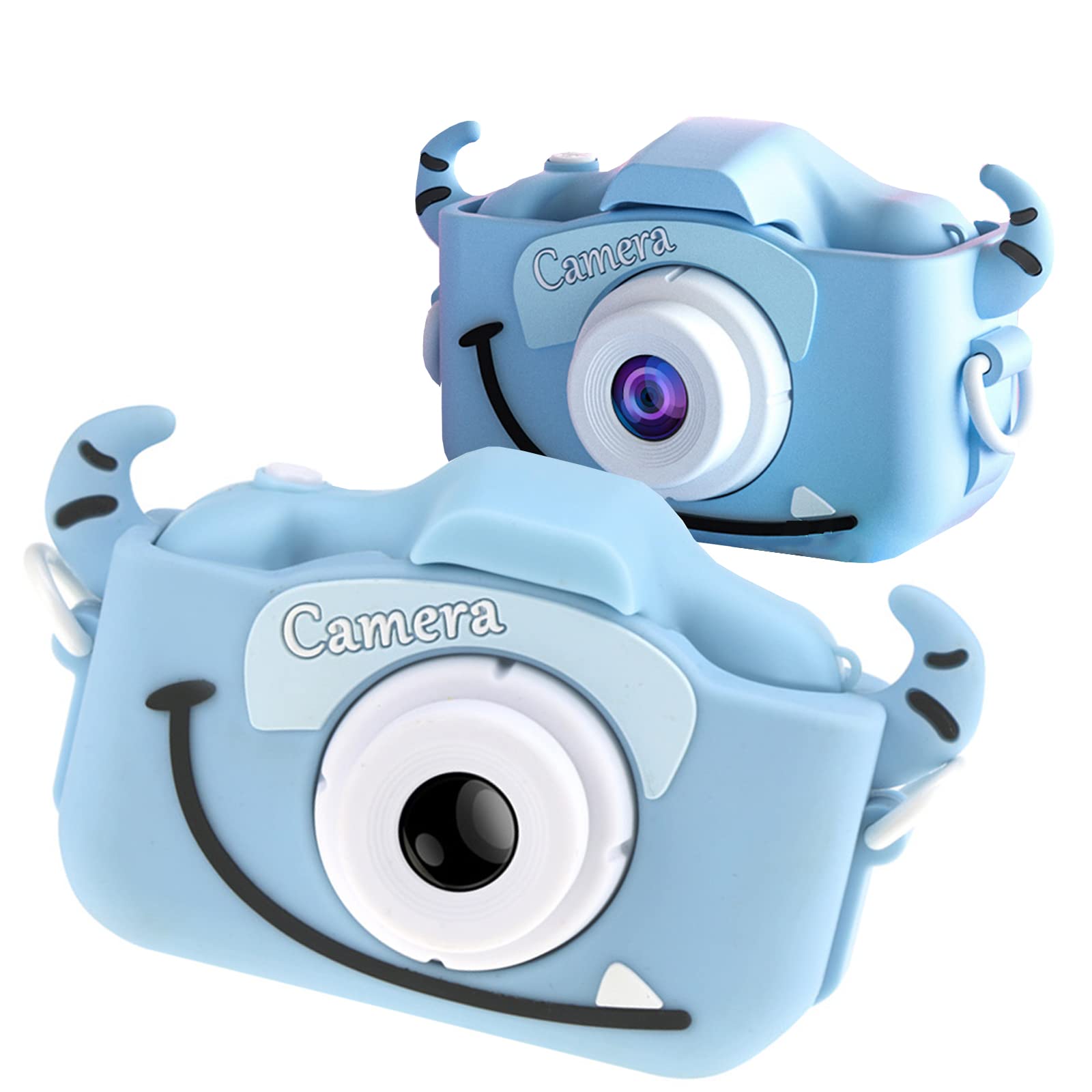SLSFJLKJ Video Camera for Children with Fun Games, Kids Digital Camera with Special Effects, Rechargeable Battery, Ideal for Boys and Girls Age 3 4 5 6 7 8 9 10 Year Old (Blue Cow 32G)