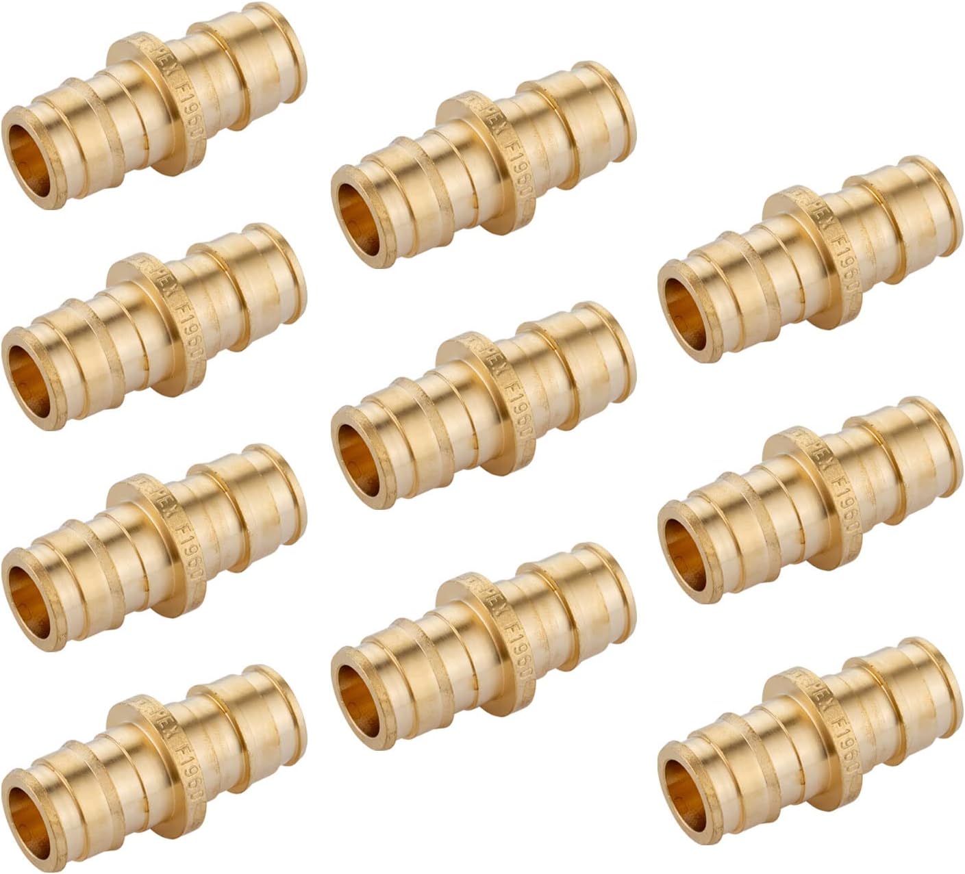 (Pack of 10) EFIELD Pex A Full Flow Expansion Brass Fitting 3/4"x 3/4" Straight Coupling ONLY For Pex-A Tubing Connection, ASTM F1960,(PEX1960010)