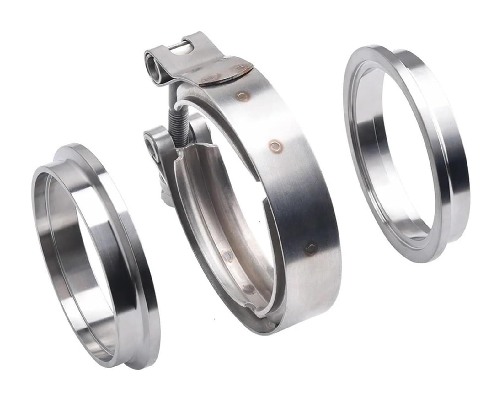 Fascette per tubi flessibili, Kit Flangia A Sgancio Rapido for Scarico Con Morsetto A Fascia V In Acciaio Inossidabile 304 Argento 3-4 Pollici