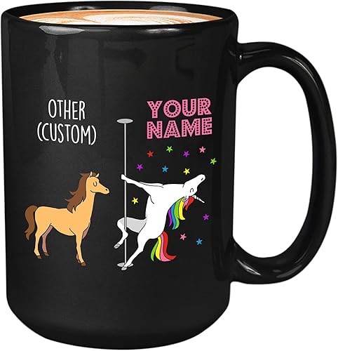 BubbleHugs - Taza de café personalizada de cumpleaños, color negro, 15 onzas, Others vs You, nombre personalizado, ocupación, unicornio, amante de