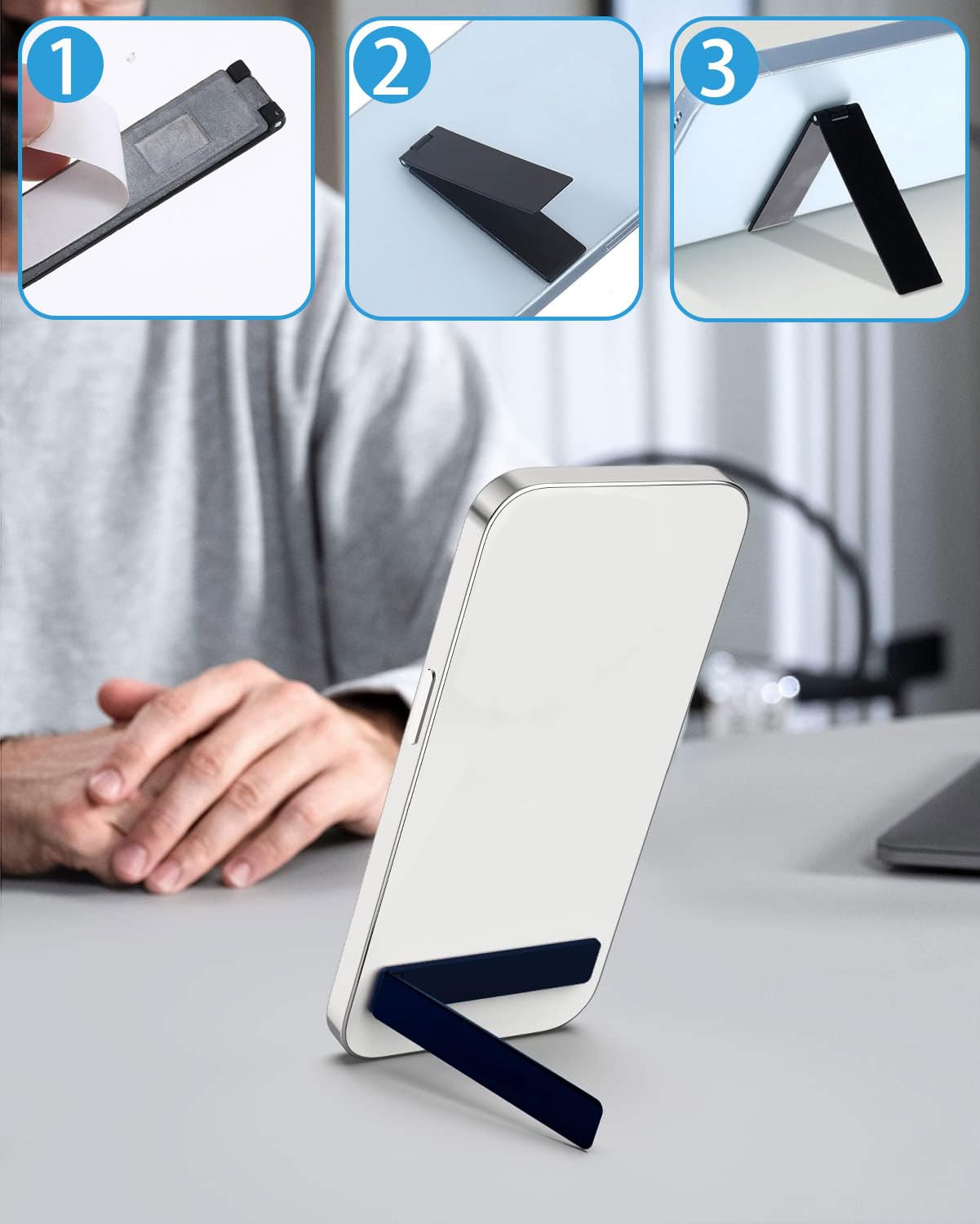 ZAMXHUG 2 Pezzi Supporto Ultra Sottile Pieghevole Per Telefono – Orizzontale E Verticale, In Lega Di Zinco
