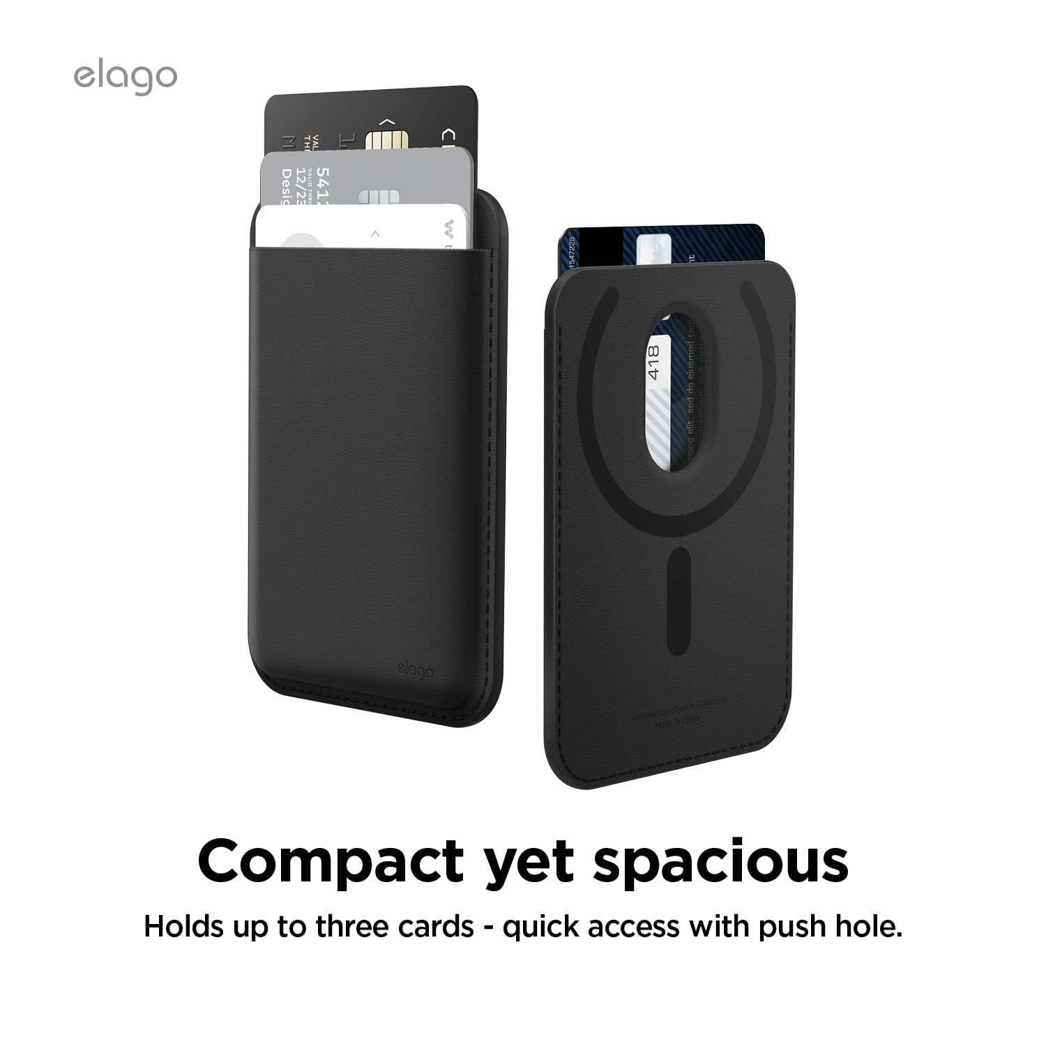 elago Portafoglio Magnetico per Samsung Galaxy S26, Ultra, Plus, Z Fold 7, Edge, Serie S25, Serie S24 - Compatible con MagSafe, Pelle Sintetica Resistente, 3 Carte, Porta Carte per Telefono (Nero)