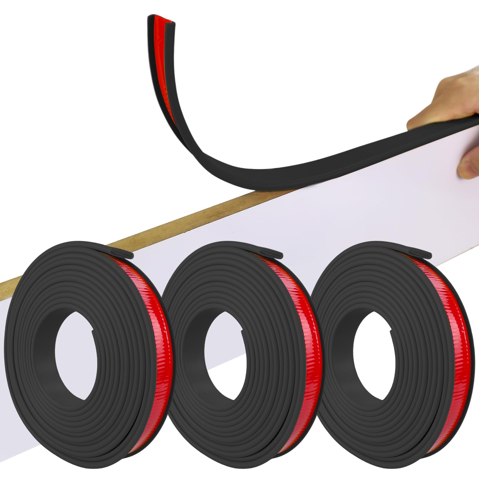 U-Shape Edge Banding, 16.4ft Self Adhesive Furniture Edge Protector, Countertop Edge Trim and Collapsible Edge Guards for Countertop Table Cabinets Shelves Restoration （1",Black)