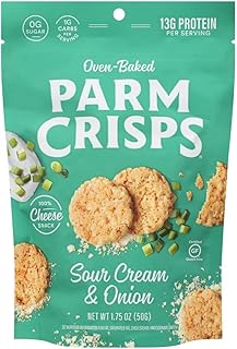 Sour Cream & Onion Cheese Parm Crisps, Made Simply with 100% REAL Cheese | Healthy Keto Snacks, Low Carb, High Protein, Gluten Free, Oven Baked, Keto-Friendly | 1.75 Oz (Pack of 12)