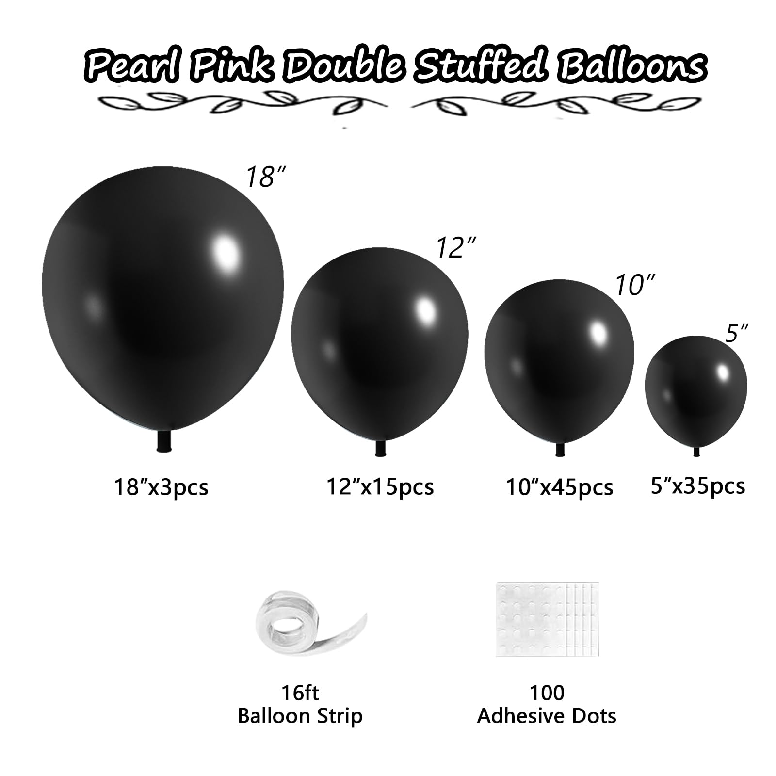 Condition photo showing New/Like New for 98pcs double stuffed black balloon garland arch kit | 18/12/10/5inch different size matte black balloons birthday anniversary holiday new year halloween ridder theme party decor