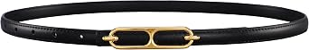 Womens Designer Belt for Jeans Dress, Ladies Fashion Skinny Belt with Gold Buckle