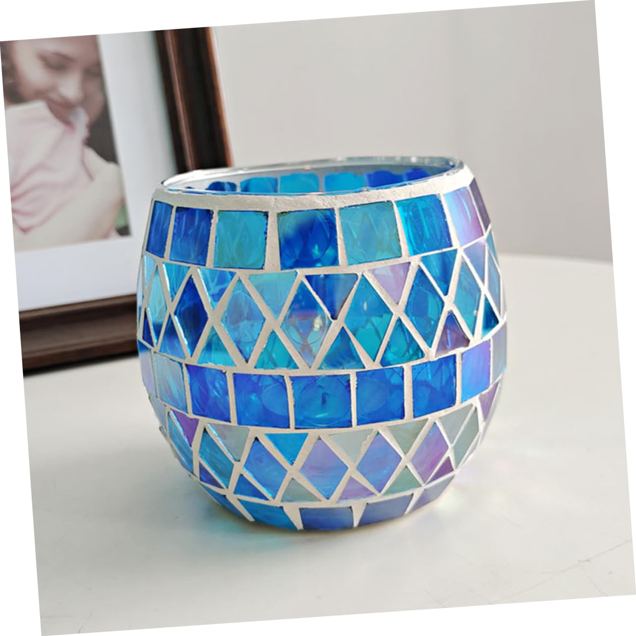 Amosfun Portacandele Design Unico e Raffinato in Mosaico Uso Prolungato Garantito Decorativo per Candele LED e Tradizionali per Ricevimento e Matrimonio
