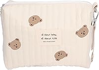 Vista 6 de Bolsa de pañales pequeña, bolsa de pañales acolchada de algodón con bonito patrón, bolsa de almacenamiento de pañales con ganchos para cochecito