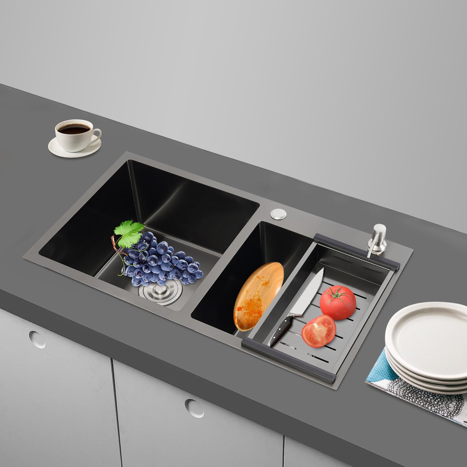 Fregaderos de cocina modernos de acero inoxidable con múltiples accesorios para hogares, restaurantes, lavanderías, etc
