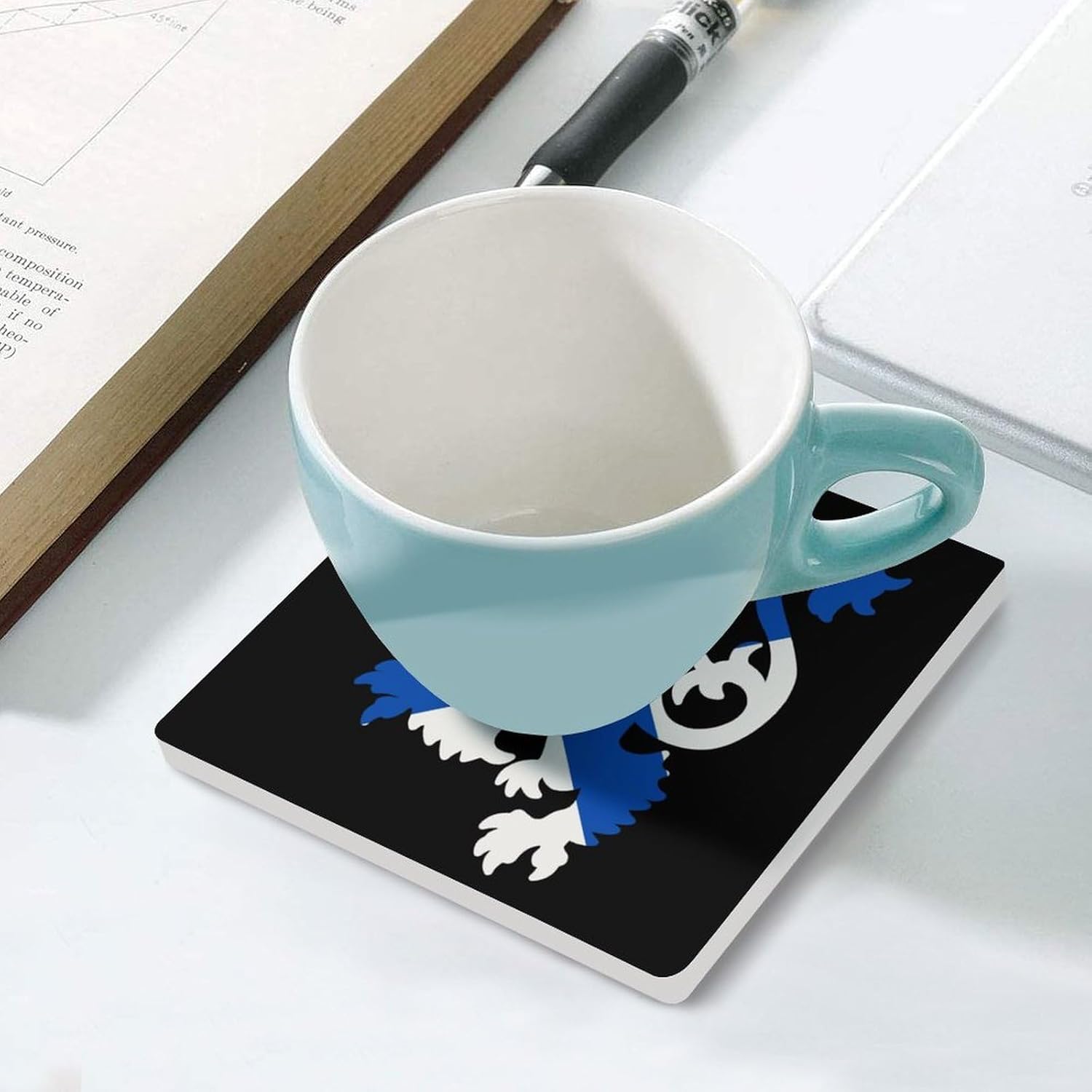 Flag of Scotland Lion Rampant Coaster for Drinks Square Ceramic Table Coasters Stone Mat Crafts 6PCS Home Kitchen Decor
