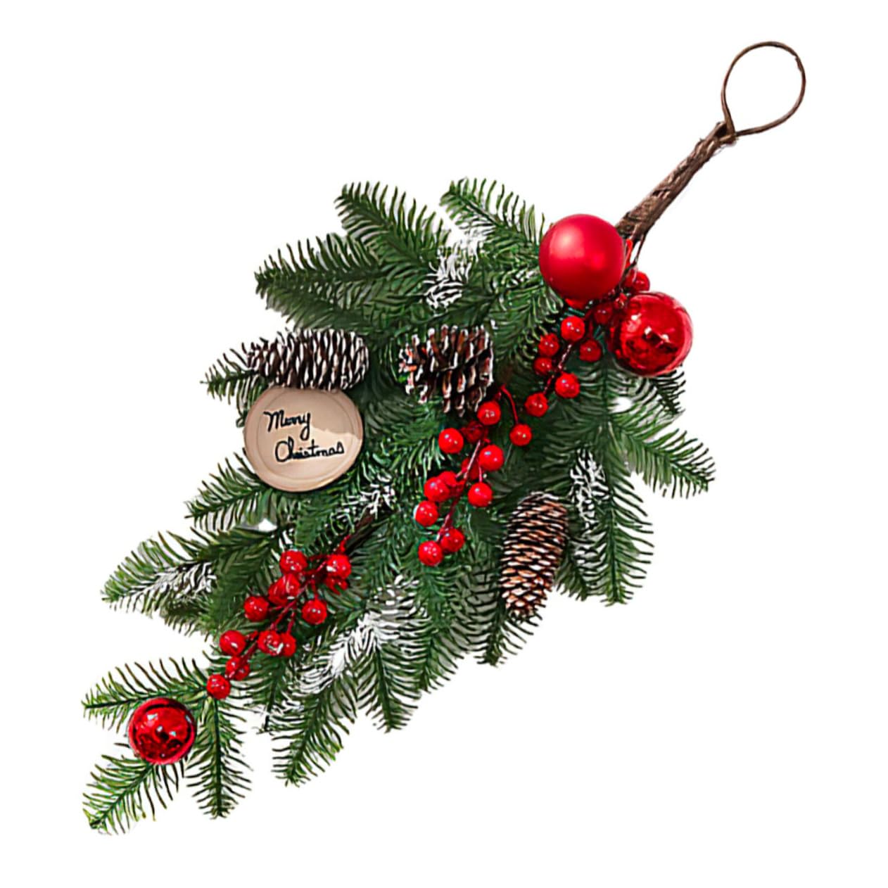 GOOHOCHY Small Christmas Wreath Mailbox Swag Xmas Teardrop Swag Door Hanging Christmas Decorations