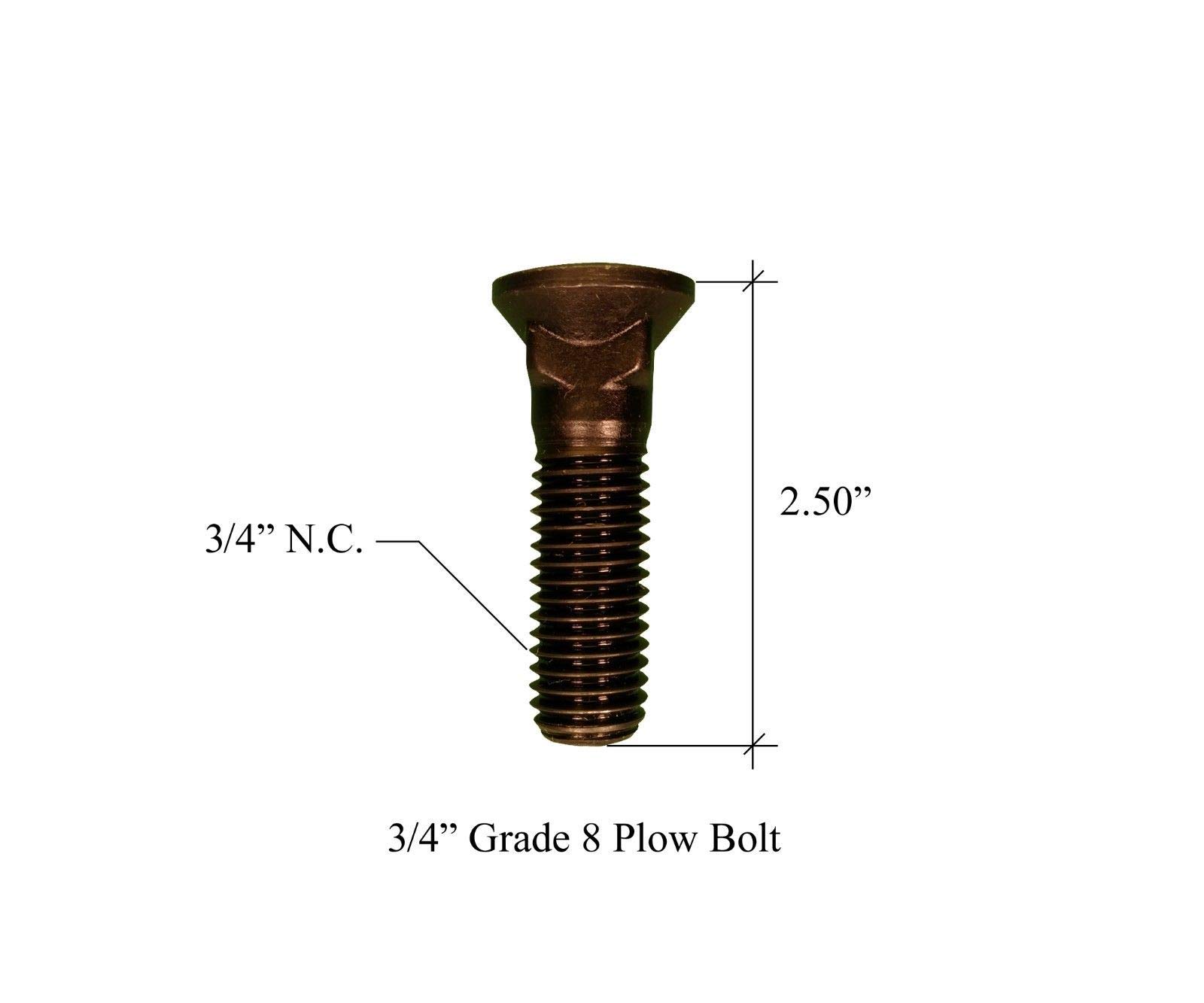 50 - Plow Bolt & Nut for Blades/Cutting Edge, 3/4-10X2 1/2 - Grade 8, Dome Head