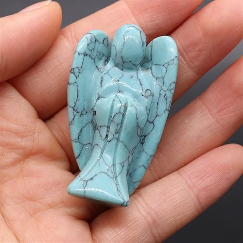 NHOSS Estatua de ángel de la guarda de cristal natural, ópalo, cuarzo rosa, gemas de aura para decoración del hogar, mini adorno 1 unidad (color