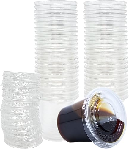 Miniatura 1 de 100 tazas de salsa de plástico de 1 onza con tapas, mini recipientes de condimentos de inmersión de plástico, tazas de porciones, vasos de gelatina