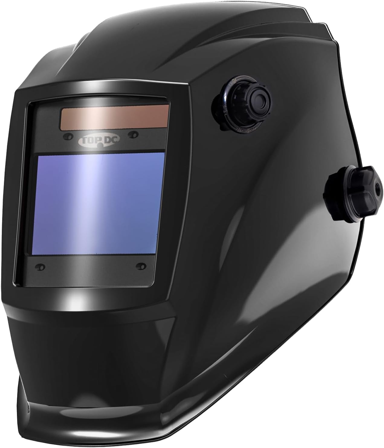TOPDC Auto Darkening Welding Helmet: True Color 3.94x2.64" View, 4 Arc Sensors, Solar/Battery Power, DIN 4/5-9/9-13 for MIG TIG ARC