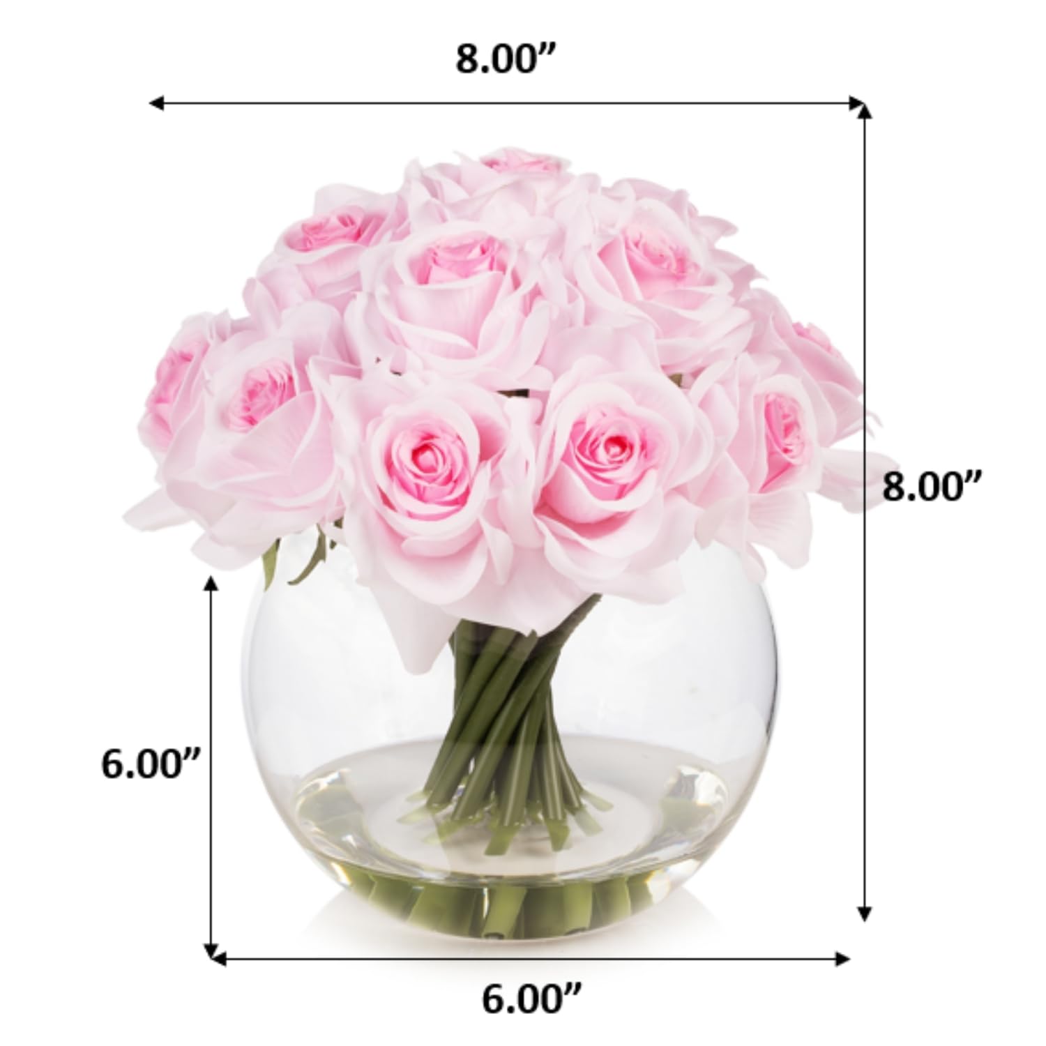 ENOVA HOME Arrangements De Fleurs D'hortensia Artificielles En Soie Dans Un Vase Cube En Verre Pour La Maison Et Le Mariage