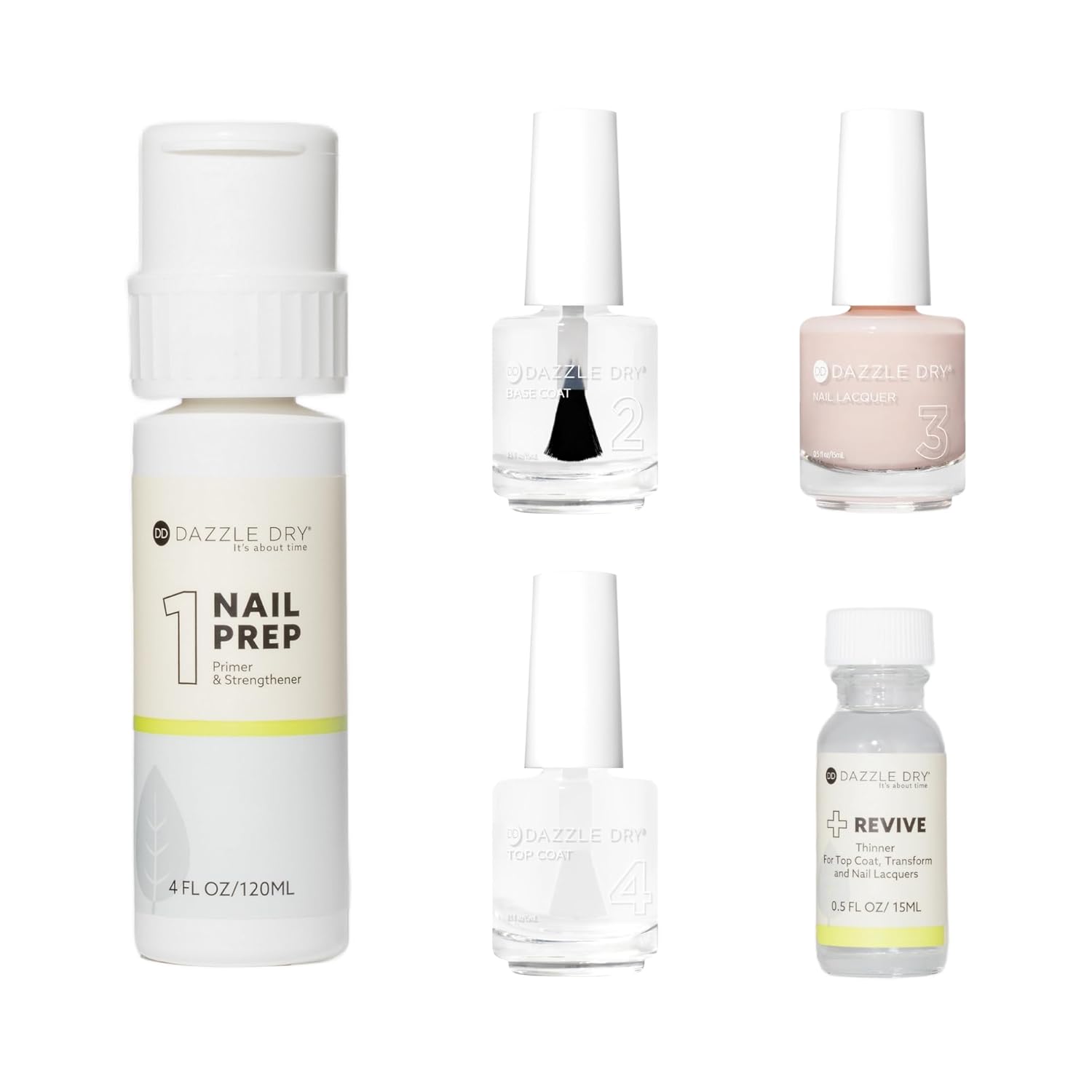 Dazzle Dry Full System Kit - Rose Quartz - A light peach blossom semi-sheer with pink blush. (5 Piece Kit)