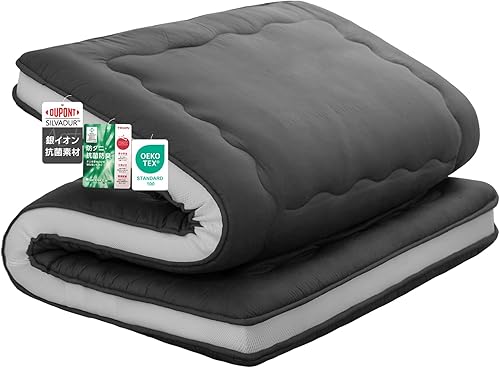 Syalife Colchón de futón japonés tamaño Queen, 4 pulgadas de grosor, plegable y portátil, relleno de espuma 32D tradicional Shikibuton, diseño en