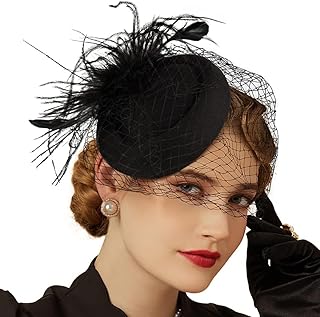 Generic Fascinator Hat 20s Hat Cocktail Tea Party Hats for Women Headwear with Veil for Women