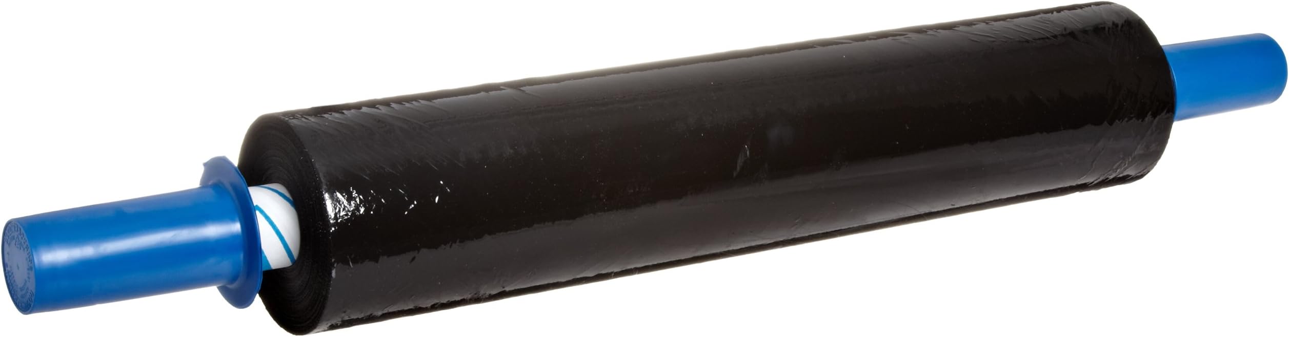 BO80204M Linear Low Density Polyethylene Black Opaque Cast Hand Stretch Wrap with UVI additive, Built-In Dispenser and Hand Brakes, 1000' Length x 20" Width x 80 Gauge Thick (Case of 4)