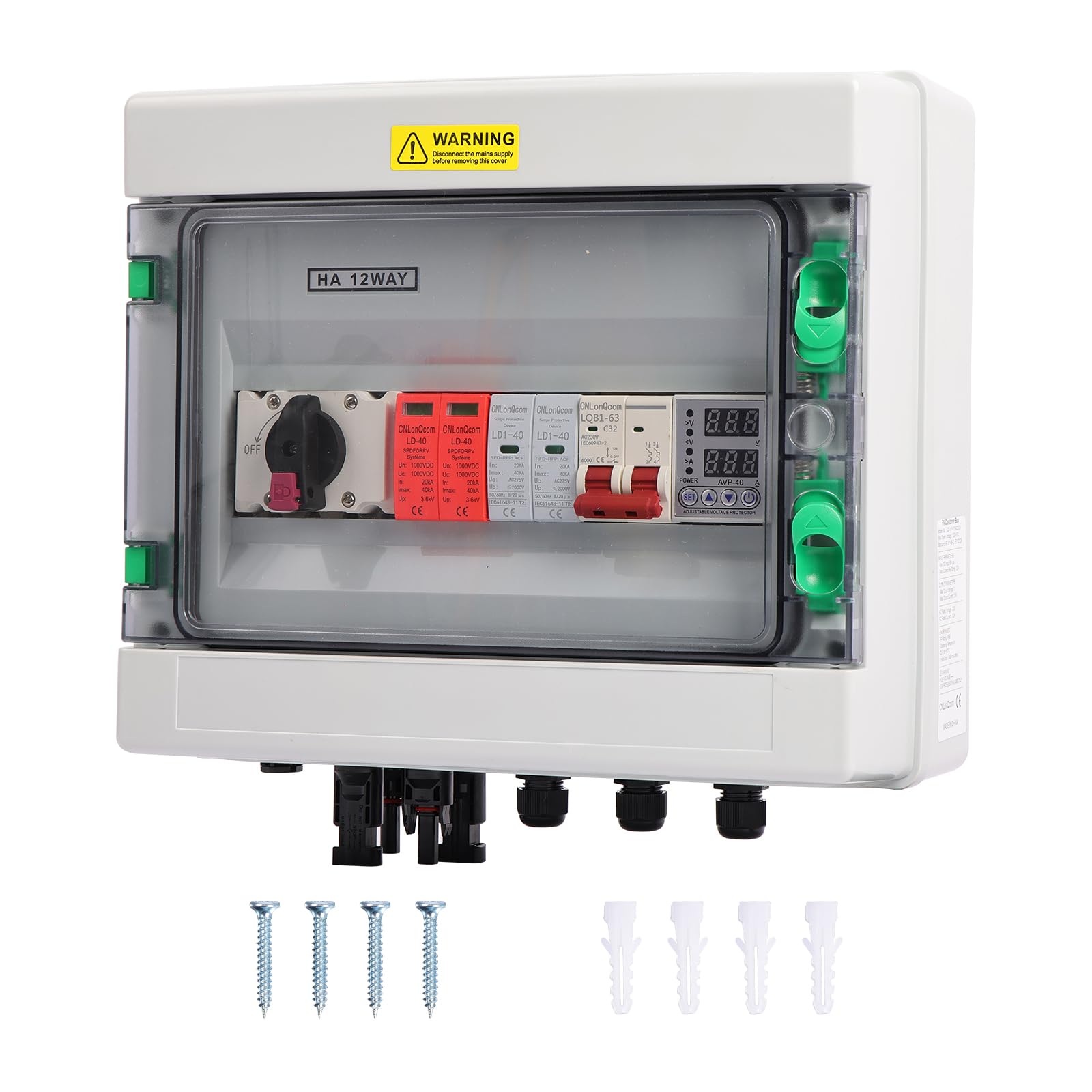 DC 1000V / AC 230V Distribution Box Photovoltaic DC Combiner Box IP65 Waterproof for Home Industrial Park Commercial Building Warehouse