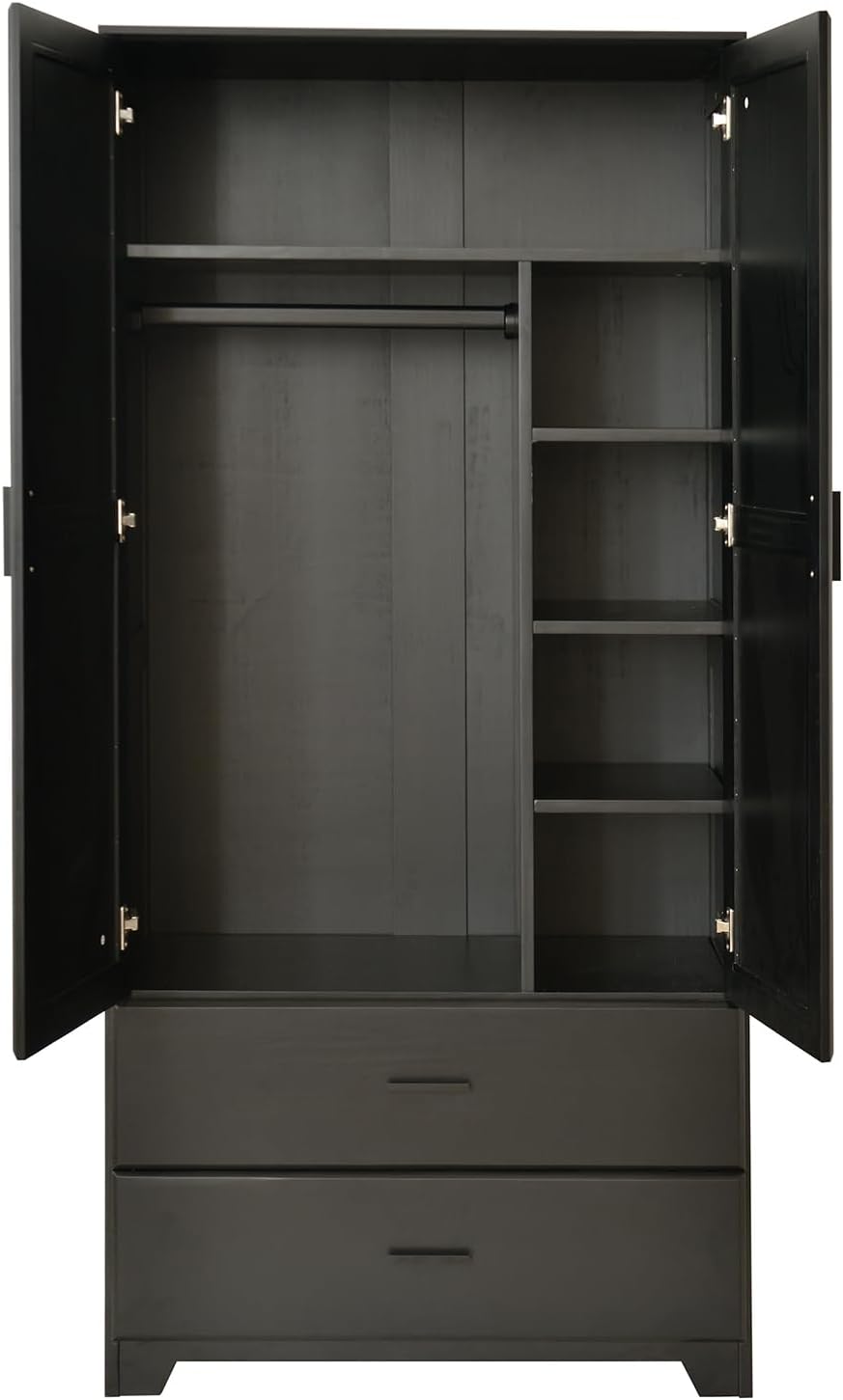 Woodpecker's Inc Solid Pine Wood Closet with Raised Doors (Black)