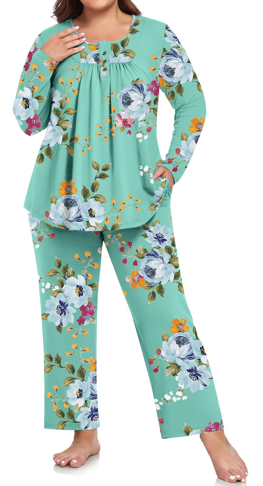 Women's Summer Pajama Set - Capri Pants & Top, Rayon Spandex, Pink Star Print