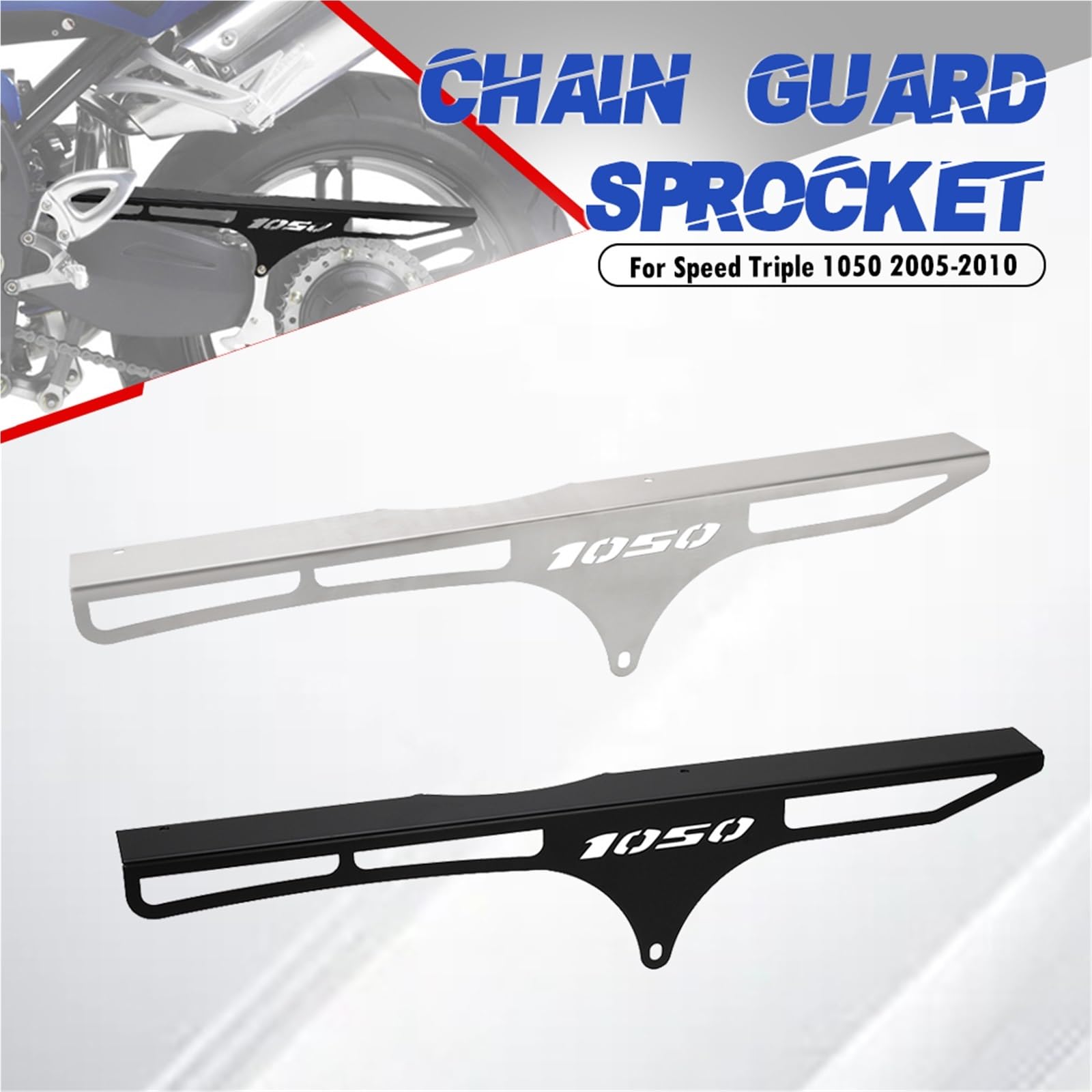 osłona zębatki silnika Pasuje do Speed ​​Triple 1050 2005-2010 CNC aluminiowa osłona łańcucha tylna zębatka osłona łańcucha(Silver)